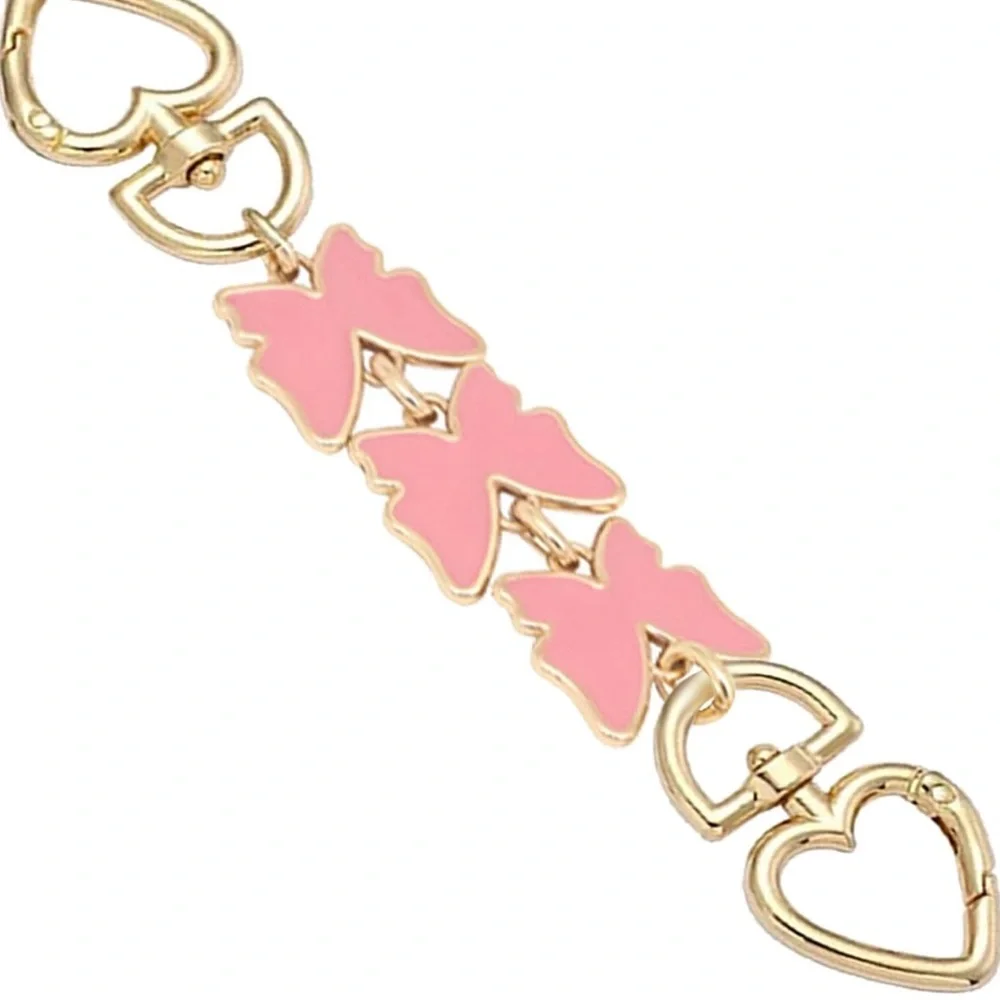 Cute Pink Butterfly Bag Chain, 4.7 Inches  Purse Strap Extender Purse Chain